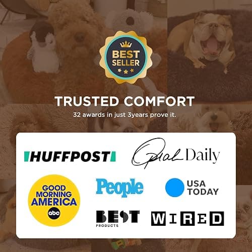 Bedsure Calming Dog Bed for Small Dogs - Donut Washable Small Puppy Bed, 23 inches Anti-Slip Round Fluffy Plush Faux Fur Large Cat Bed, Fits up to 25 lbs Pets, Camel thumbnail 6