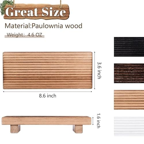 Bathroom Tray Farmhouse Decor Pedestal Stand Wood Riser Display Kitchen Accessories Soap Holder for Sink, Counter, Vanity, 8.7 * 3.6 Brown thumbnail 3