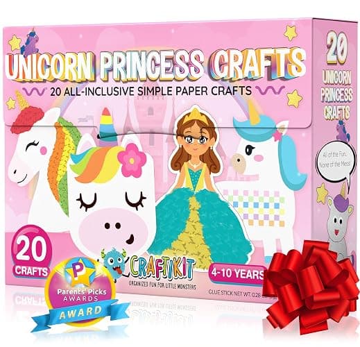 Craftikit® 20 Award-Winning Princess & Unicorn Crafts for Kids Ages 3-10 Years, All-Inclusive Toddler Arts and Craft Kits for Kids, Fun Toddler Craft Box for Girls in Preschool - Image 1