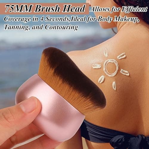 GloréBrochas 75MM Extra Large Self Tanner Kabuki Makeup Brush – Ultra Soft Dense Vegan Bristles for Body Makeup, Bronzer & Foundation–Applies Tanning Mousse, Lotion & Self Tanner–Rose Gold, Wet & Dry thumbnail 6