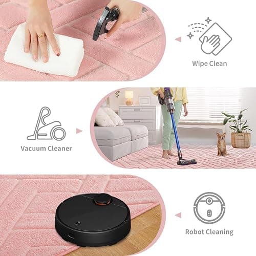 Flagover 3x5 Pink Washable Area Rug for Girls Bedroom, Modern Geometric Shag Non-Slip Living Room Rugs, Fluffy Plush Soft Memory Foam Carpet for Kids Room Nursery Room Dorm Bedside Decor thumbnail 6