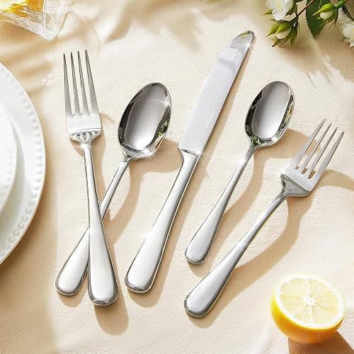 KINGSTONE 20 Pieces Silverware Set for 4, Premium Stainless Steel Flatware Set, Heavy Duty and Modern Design Cutlery Set, Mirror Polished, Dishwasher Safe thumbnail 2