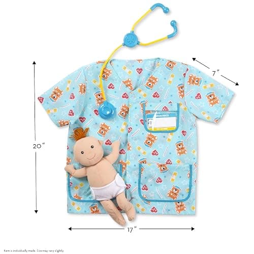 Melissa & Doug Nurse Costume, Pretend Play Dress Up Set (8-Pc) Scrubs, Stethoscope & Accessories, Role Play Toys for Kids 3+ thumbnail 3