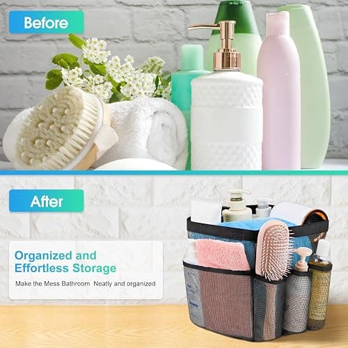 Attmu Mesh Shower Caddy Portable for College Dorm Room Essentials with 8 Pockets, Hanging Shower Caddy Dorm Basket, Quick Dry Shower Bag for Bathroom thumbnail 5