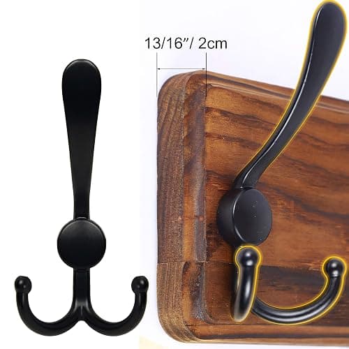 SKOLOO Rustic Wall Mounted Coat Rack: 16" Hole to Hole, Pine Real Wood Plank Wall Coat Rack with 5 Triple Hooks, Farmhouse Coat Hanger Wall Mount for Hanging Backpack Jacket Coat Hat thumbnail 5