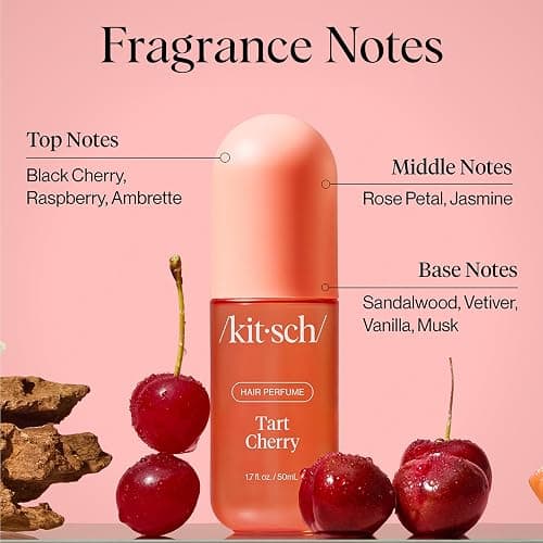 Kitsch Hair Perfume for Women - Tart Cherry | Clean, Deodorizing & Patented Odor-Eliminating Technology Hair Spray & Body Mist - Freshen Hair, Body & Pillows - Fruity Gourmand Scent & Vanilla - 50mL thumbnail 7