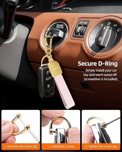 Keychain, Works with Apple Find My, Leather Car Keychain for Women and Men, Car Key Fob Holder, Key Chain with GPS Tracker, Anti-Lost Smart Keys Finder, Rechargeable, Pink thumbnail 7