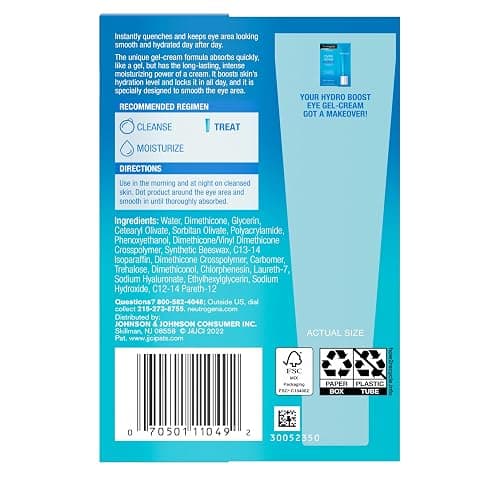 Neutrogena Hydro Boost Under Eye Cream, with Purified Hyaluronic Acid, Keeps Under Eye Area Looking Smooth & Hydrated, Fragrance Free and Non-Comedogenic, 0.5 oz thumbnail 7