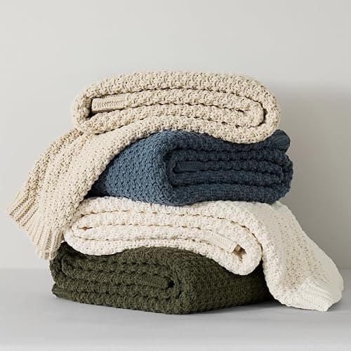 EVERGRACEHOME Chunky Chenille Knit Throw Blanket, 50 x 60, Olive Green | Sculpted Moss Stitch, Chic Modern Farmhouse, All-Season Warmth, OEKO-TEX® Certified, Elegant Blanket for Couch, Bed, Sofa thumbnail 6
