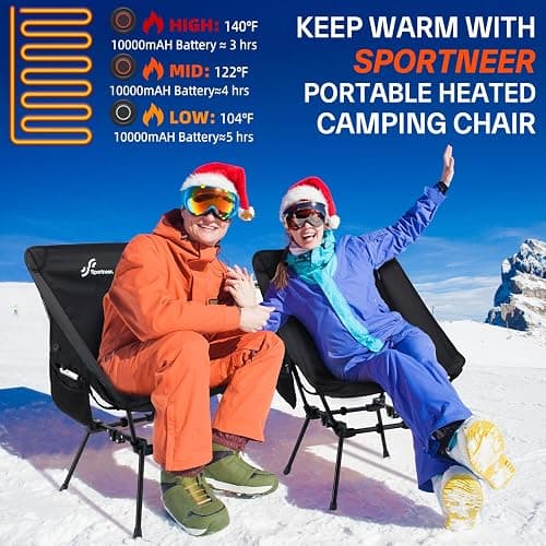 Sportneer Heated Chairs Outdoor Sports: Heated Camping Chair with USB Plug & 3 Heating Levels - Portable & Compact Heated Chair for Backpacking, Camping, Lawn, Picnic, Travel (Power Bank Not Included) thumbnail 5