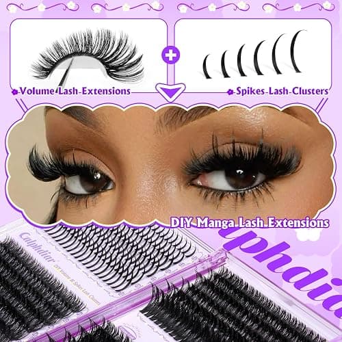 Lash Clusters with Spikes 60D-100D Volume Eyelash Clusters Spiky Individual Lashes Clusters 10-22mm Cluster Eyelash Extensions Wispy Cluster Lashes DIY Mega Lash Extension Manga by calphdiar thumbnail 4