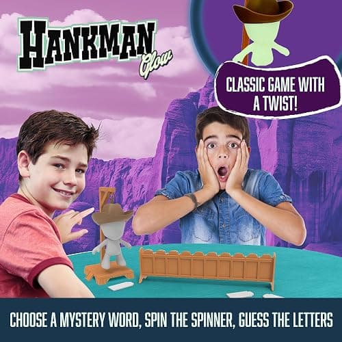Fotorama Hankman Glow, Magnetic Hangman Mystery Word Guessing Game for Kids & Families, Glow in The Dark Travel Game, Guess Who Before Hank Falls thumbnail 2