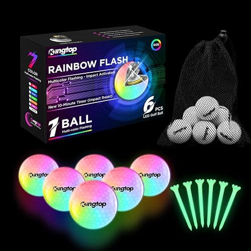 KINGTOP Upgraded Glow in The Dark Golf Balls - Super Bright Light Up LED Golf Ball - with Glow Golf Tees and Storage Bag - Fun Night Golfing Gift for Men and Women | Backyard Putting Greens - Image 1