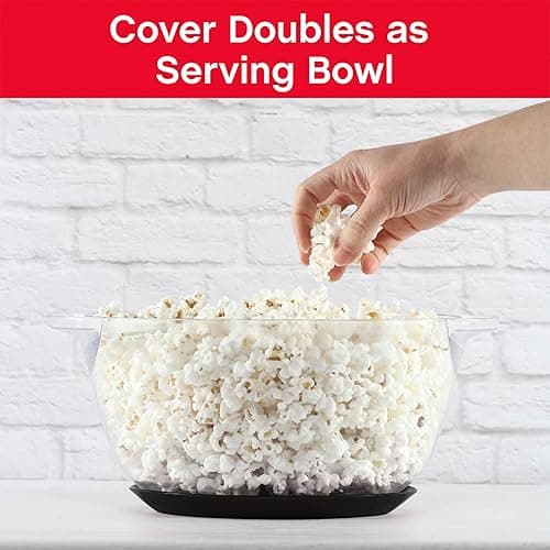 West Bend 82707B Stir Crazy Hot Oil Popcorn Popper, Popcorn Maker Machine with Large Serving Bowl Lid and Stirring Rod, 6 Qt, Black - 6-Quart - Black thumbnail 5