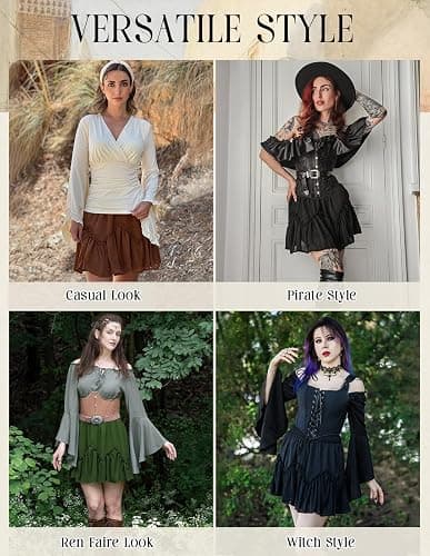 Scarlet Darkness Womens Mini Skirt Plus Size Skater Skirts Cute Pleated Short Renaissance Pirate Skirt with Pockets thumbnail 6