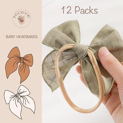 Niceye Baby Girl Bows and Headbands, Stretchy Nylon Hairbands Hair Bows for Newborns, Infants, Toddlers - Handmade Baby Hair Accessories for Girls thumbnail 2