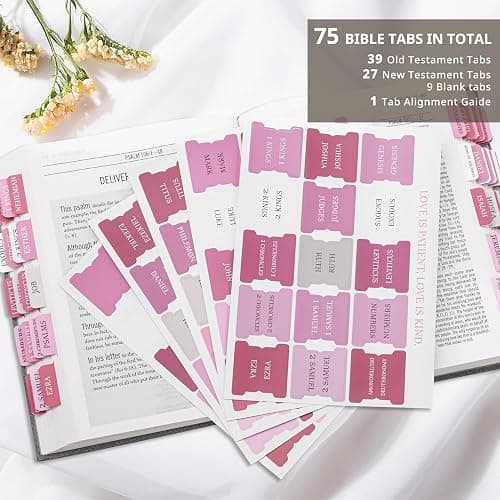 Pink Bible Tabs for Women & Men, Laminated Bible Tabs for Study Bible, Boho Theme Bible Tabs for Easy Navigation, Simplify Your Bible Reading Experience with Easy-to-Use Indexing Tabs thumbnail 3