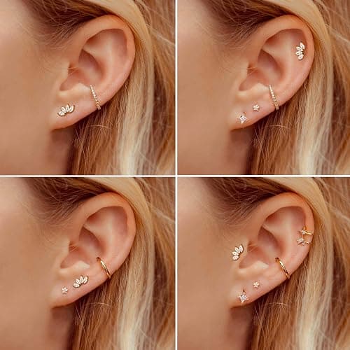 LOLIAS 16G G23 Titanium Tragus Conch Helix Piercing Jewelry 6mm 8mm 10mm - Internally Threaded Flat Back Stud Cartilage Earrings Hypoallergenic Forward Earlobe Labret Tragus Piercing Jewelry thumbnail 4
