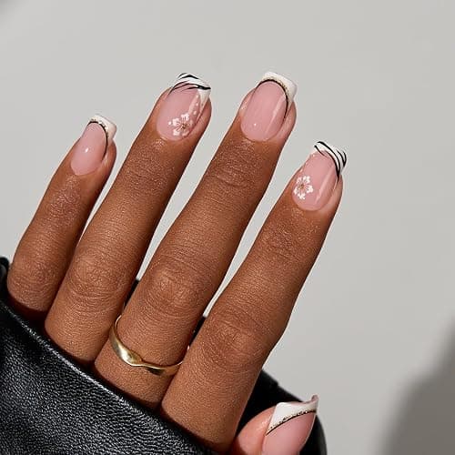 BTArtboxnails XCOATTIPS French Tip Nails - Short Press On Nails, 160 Pcs Pink Square Soft Gel Nail Tips Pre-applied Tip Primer & Base Coat, No Need File False Nails for Gift, 16 Sizes thumbnail 4