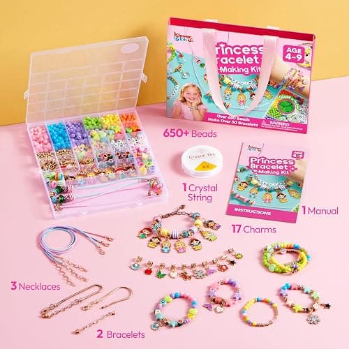 JOVA Klever Kits Princess Bracelet Making Kit, Jewelry Making Kit, Bracelets for Girls, Crafts for Kids, 4 Year Old Girl Birthday Gifts, Over 650 Beads, Make 30+ Designs thumbnail 4