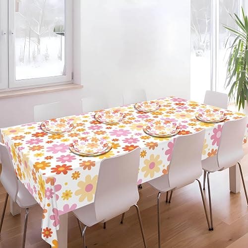 Groovy Party Supplies Daisy Groovy Tableware Set Serves 24 Include Boho Daisy Tablecloth Hippie Tableware Set for Boho Hippie Retro Birthday Baby Shower Party Decor thumbnail 7