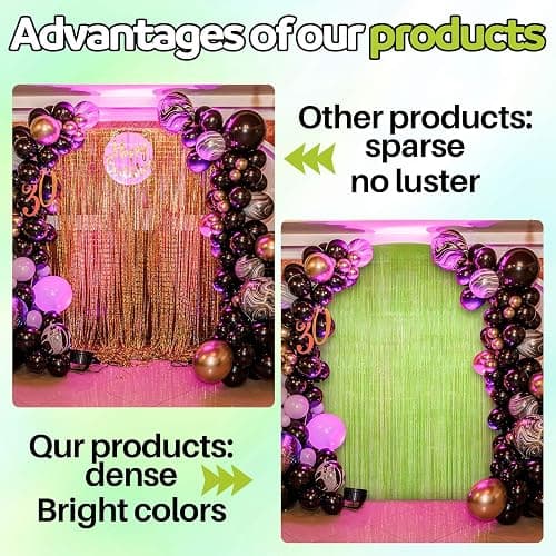 Fanfanwin Neon Green Streamers Backdrop 3.28 x 8.2 ft Lime Green Foil Fringe Curtain Metallic Tinsel Door Streamers for Birthday Bachelorette Christmas, New Year, Disco Party, Neon Party Decorations - 1 thumbnail 4