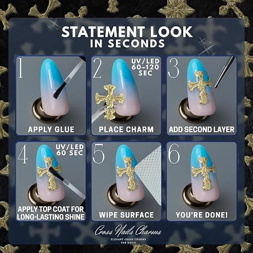 Silver and Gold Cross Nail Charms – 240 Pcs Cross Charms for Nails Crafted from Acrylic & Alloy, Long-Lasting Metallic Shine – Easy-to-Use Nail Decorations for Home, Salon & Holiday Manicure Ideas thumbnail 6