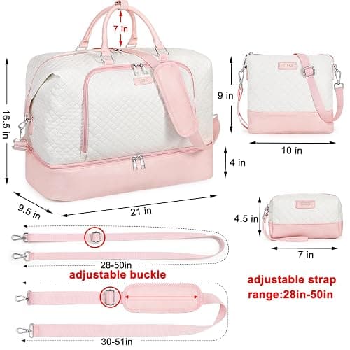 Travel Weekender Bag for Women, 21" Overnight Bag with Shoe Compartment 50L Large Travel Duffel Bag Carry On Tote for Weekend, Overnight, Business Trips, Water Resistant thumbnail 5