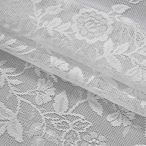 FINECITY White Lace Curtains 84 Inches Long for Living Room, Rustic Leaf Floral Window Lace Curtain Panels, Rod Pocket Vintage Privacy Sheer Lace Curtains, 42 x 84 Inch, 2 Panels, White thumbnail 8
