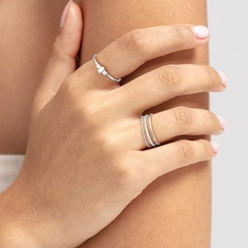 TOBENY Stackable Silver Gold Rings for Women Non Tarnish 14K Gold Plated Cubic Zirconia Ring Set Trendy Dainty Engagement Wedding Bands Thumb Rings Stacking Promise Statement Rings Jewelry Size 6-10 thumbnail 9