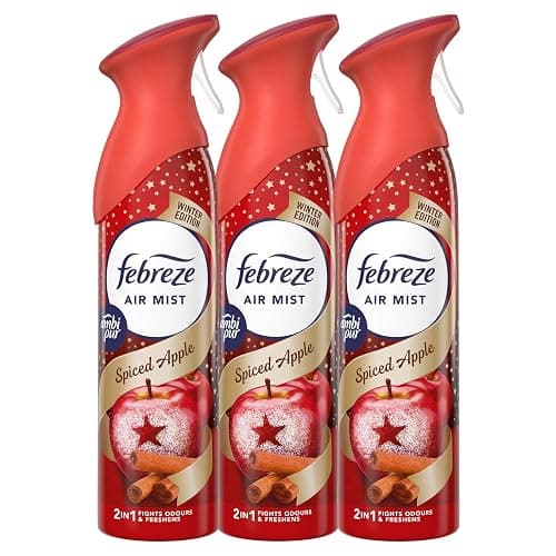 3 x Febreze Air Mist Air Freshener Spray 185ml, variety to choose from, bathroom and room air fresheners bundle (Spiced Apple) - Image 1