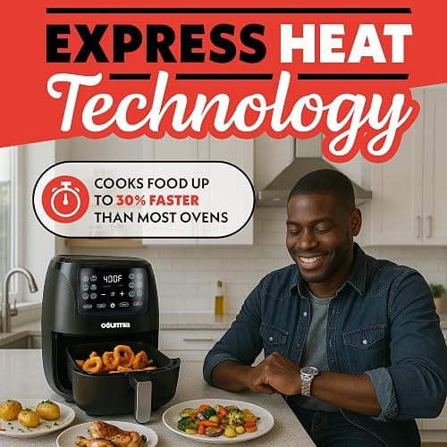 Gourmia Air Fryer - 4 Qt Capacity, FryForce360º, Digital Display with 8 Presets, Roast, Bake, Broil, Dehydrate, Dishwasher Safe Accessories, Compact, Black thumbnail 6