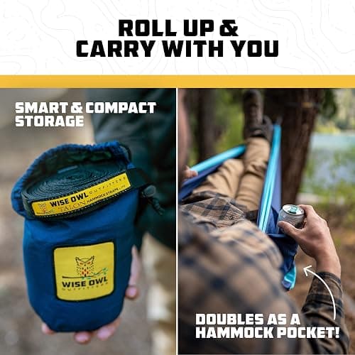 Wise Owl Outfitters Camping Hammock – 500lbs Portable Hammock with Tree Straps - Travel, Backpacking, Hiking, Outdoors Camping Gear - Single or Double thumbnail 6