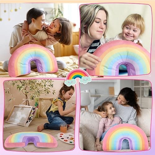 Chunful Rainbow Pillow Plush Arch Cushion,Macaron Colors,1 Pcs | Soft Stuffed for Girls Room, Cute Cushion for Bed Chair Home Decoration, 13.8x8.7x4 in Arch Decor, Christmas Lovely Gift thumbnail 7