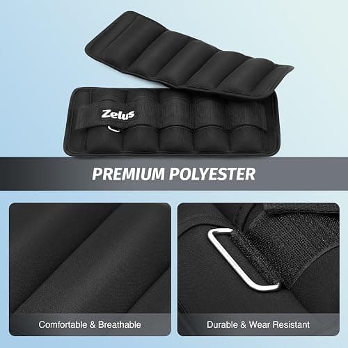 ZELUS 1 Pair Adjustable Ankle Weights, 2 4 6 8 10 lb Modularized Leg Weight Straps for Women Men, Weighted Ankle Weight Set with Removable Sandbags, 1-5 lb per Ankle Strap for Gym Yoga Jogging Walking thumbnail 4