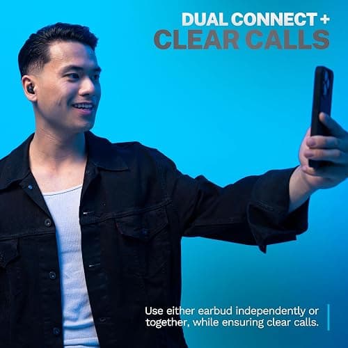 JLab Go Air Pop+ True Wireless Earbuds, in Ear Headphones, Bluetooth Earphones, 35H Playtime Ear Buds, Bluetooth Earbuds with Microphone, USB-C Charging Case, Dual Connect, EQ3 Sound, Black thumbnail 5