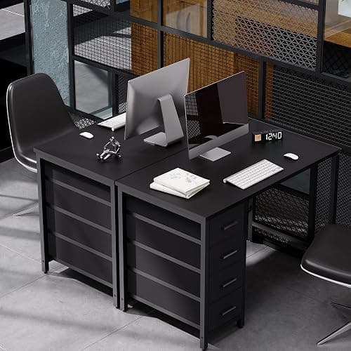 Pamray 32 Inch Computer Desk with 4 Drawers Small Office Desk for Home Bedroom Study Writing Simple Modern Computer Table Black thumbnail 4
