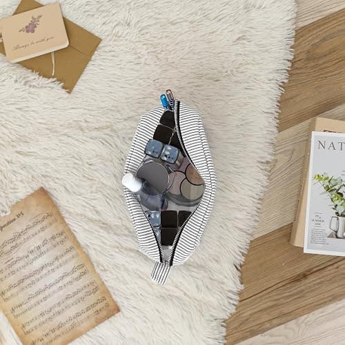 MT WORLD Personalized Makeup Bag Cute Cotton Cosmetic Bag for Women Seersucker Bridesmaid Travel Makeup Bag for Girls Aesthetic Toiletry Bag Organizer Storage Pouch (Grey) thumbnail 5