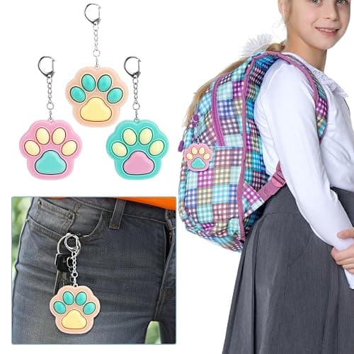 Gosknor 3pcs Cat Paw Fidget Toys Fidget Keychain, 4.72x2.36 Inch Portable Cat Paw Keychain Clicker Cute Mini Sensory Keyring Toy for Kids Adults Office School Stress Relax thumbnail 5