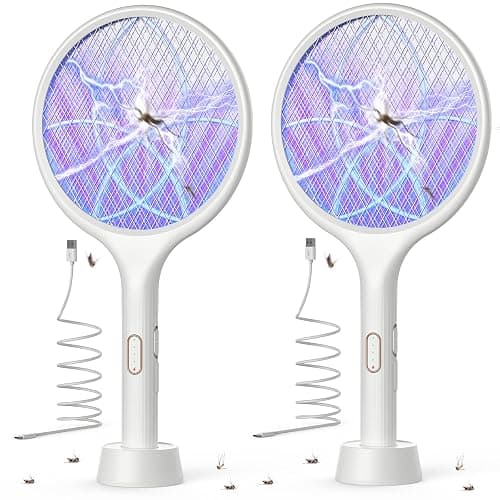 YISSVIC Electric Fly Swatter 4000V Bug Zapper Racket Dual Modes Mosquito Killer with Purple Mosquito Light Rechargeable for Indoor Home Office Backyard Patio Camping - Image 1