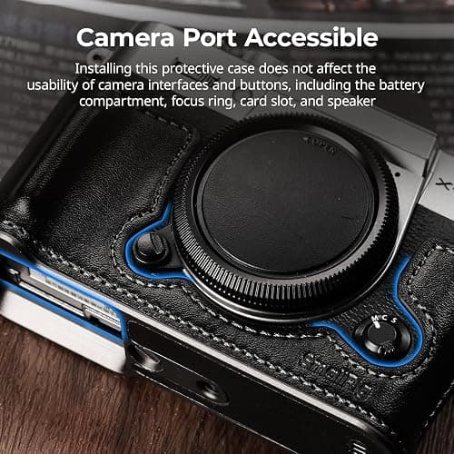 SMALLRIG Leather Case with Shoulder Strap for FUJIFILM X-T30 III/X-T30 II | Retro Style Camera Half Case with Aluminum Frame & Shutter Button Cap (Black) thumbnail 7