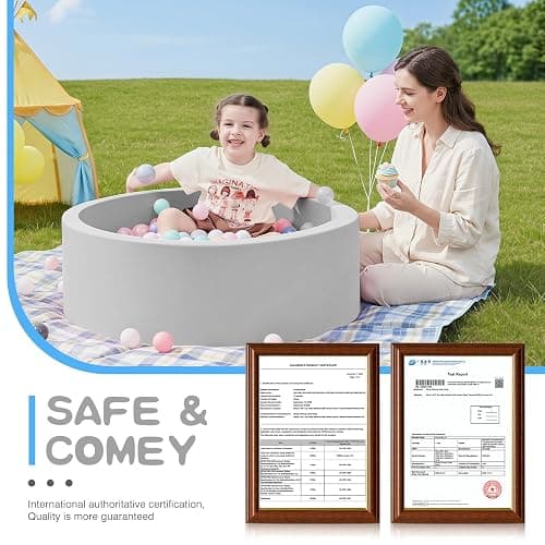 SHJADE Foam Ball Pit, 35.4"x 11.8" Ball Pits for Toddlers-Grey | Soft Memory Sponge Round Playpen Ball Pool for Kids, Ideal Gift for Babies, Indoor and Outdoor Game, Balls not Included thumbnail 7