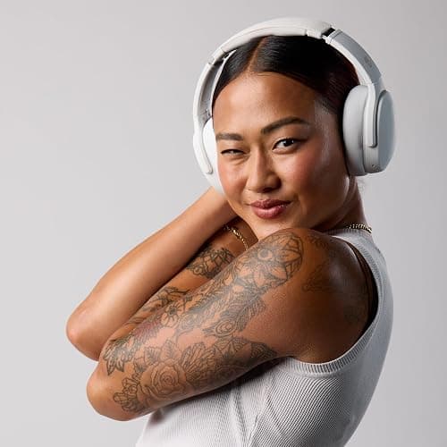 Skullcandy Crusher Evo Wireless Bluetooth Headphones with Extra USB-C Charging Cable, Multi-Sensory Bass, Noise Isolating Over-Ear Fit, 40 Hours Battery, Microphone for iPhone Android - Bone thumbnail 6