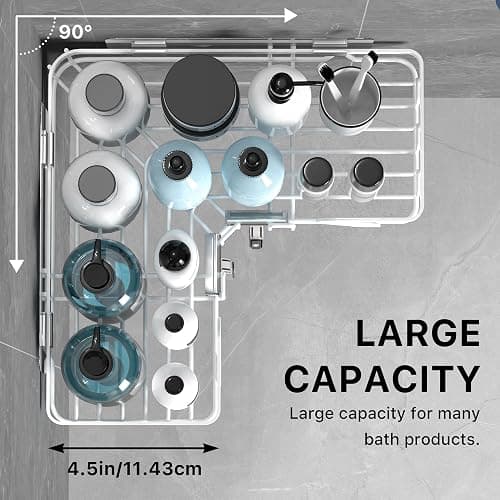 Kegii Shower Caddy Corner with Soap Holder, Shower Storage No Drilling, Corner Bathroom Shelves Storage, White thumbnail 6