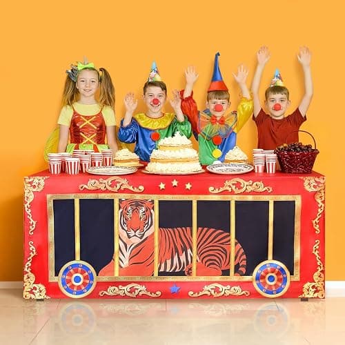Jisfigtrh 6Ft Carnival Party Decorations Circus Animal Cage Tablecloth Tiger Lion Patterns Carnival Cage Washable Polyester Rectangular Table Cover for Boy Girl Birthday Baby Showers Party Supplies thumbnail 7