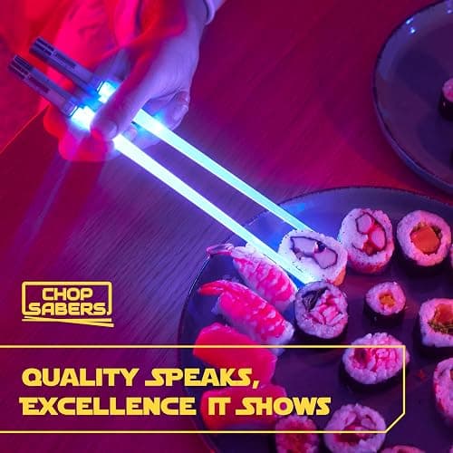Lightsaber Chopsticks Light Up - LED Glowing Light Saber Star Wars Chop Sticks - Reusable Sushi Lightup Sabers Chopstick Set Of 1 Blue Pair thumbnail 3