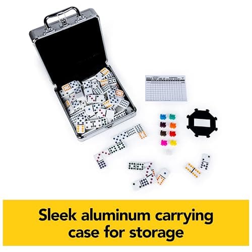 Spin Master Games Mexican Train Dominoes Set in Metal Case Classic Game thumbnail 4