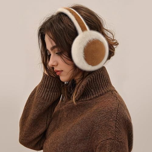 Clothirily EarMuffs for Women, Faux Fur Warm Ear Muffs for Winter, Foldable Winter Ear Covers, Fuzzy Ear Warmers for Women thumbnail 2