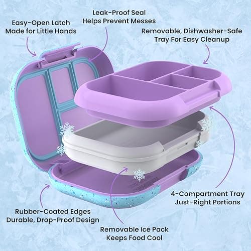 Bentgo Chill Kids Leakproof Lunch Box - 4-Compartment Bento Box with Built-In Ice Pack, 3.3 Cup Capacity, BPA-Free, Microwave & Dishwasher Safe Tray, Ages 3–7 (Vivid Orchid) thumbnail 6