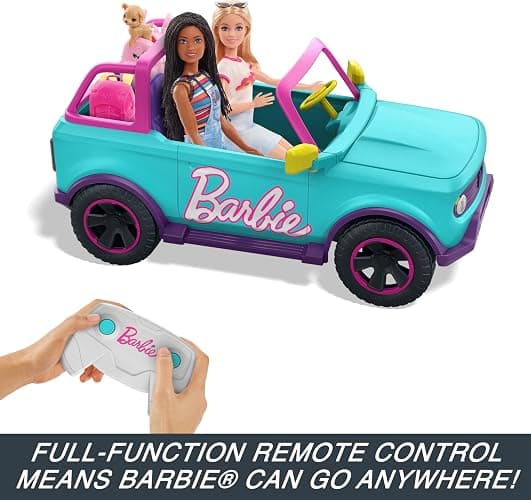 Barbie Hot Wheels RC SUV, Remote-Control Vehicle That Fits 2 Fashion Dolls & Accessories, Includes Kid-Applied Stickers for Customization thumbnail 4